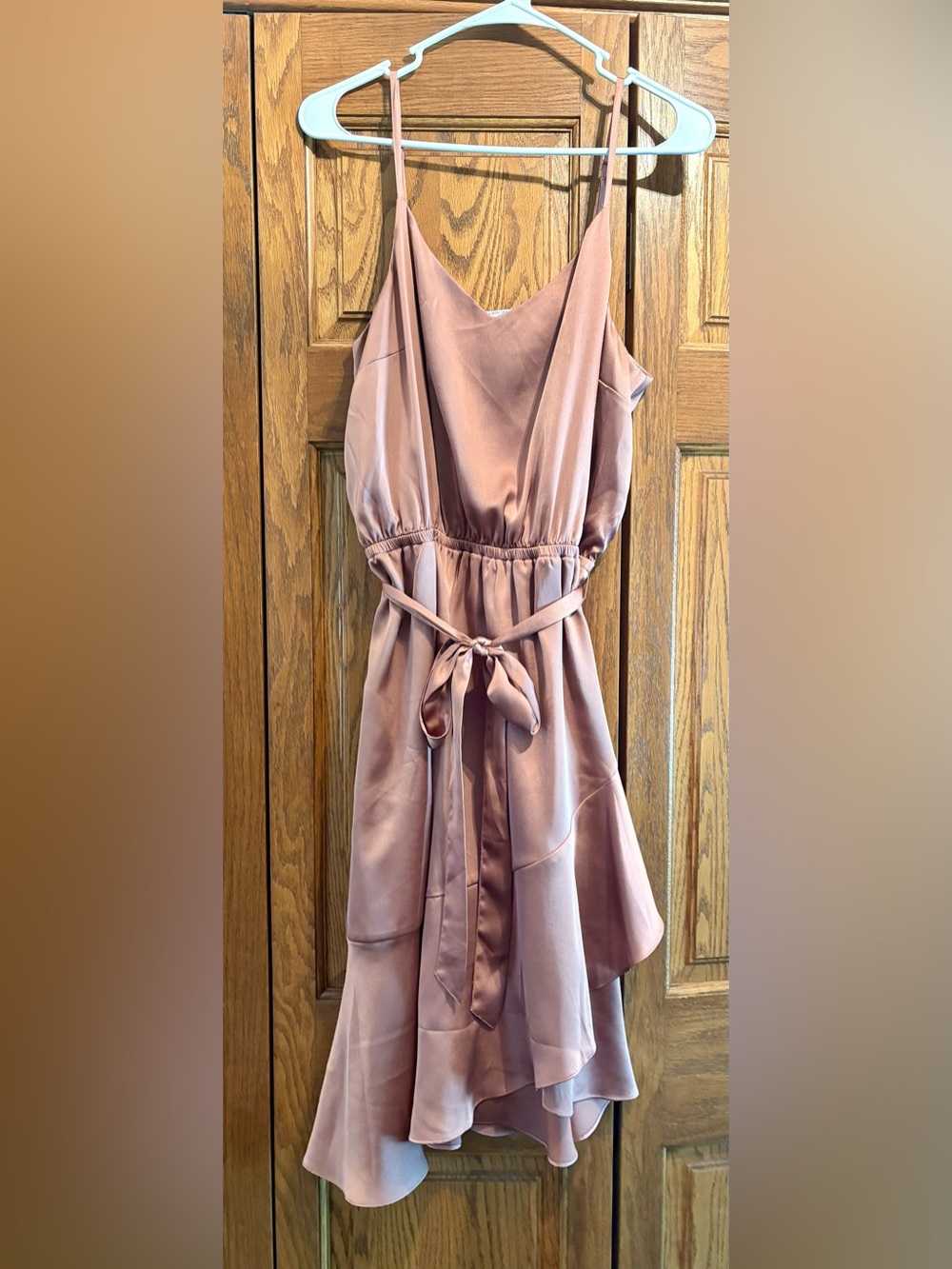 VENUS Mauve Pink Satin Mini Dress with Tie Waist